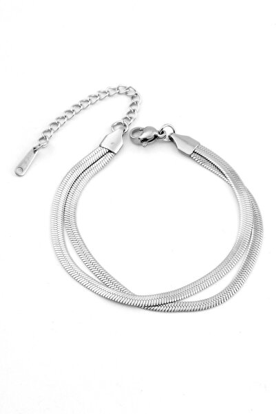 ÖZÇTAKI 316 L Stainless Steel Silver 2-Piece Italian Bracelet