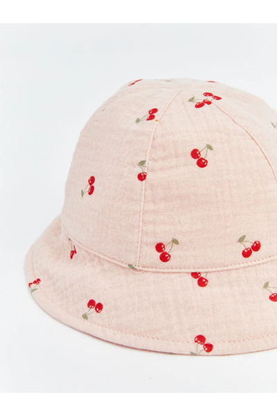 LC Waikiki Pembe Kiraz Baskılı Kız Bebek Bucket Şapka