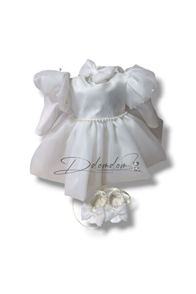 Domdom Boutique Set Rochiță Olga și Botoșei ,culoare Ivoire