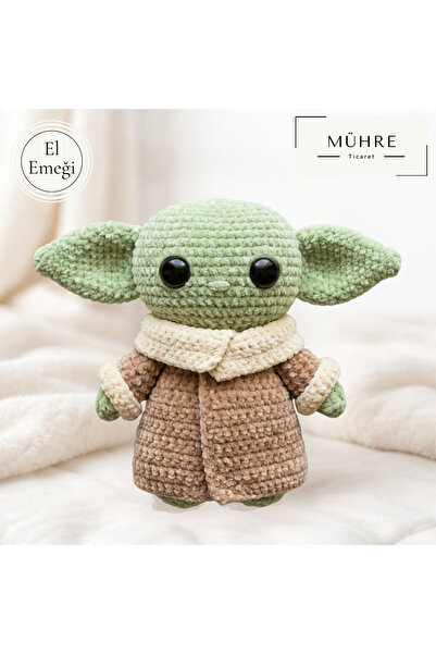 mühre 28 CM Baby Yoda Grogu Yıldız Savaşları El Emeği Amigurumi Örgü Karakter...