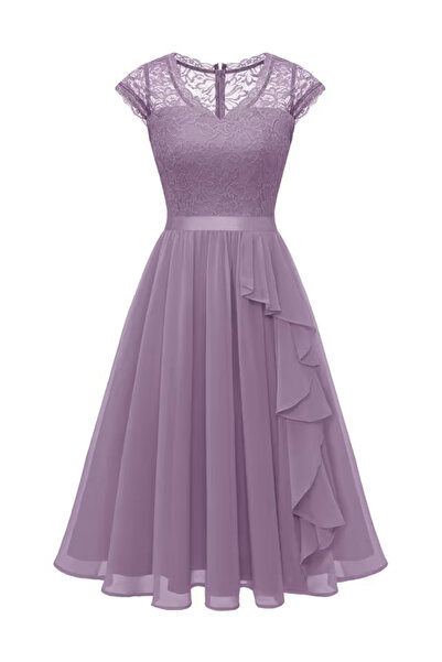 OEM Elegant purple knee-length sleeveless dress, 2XL