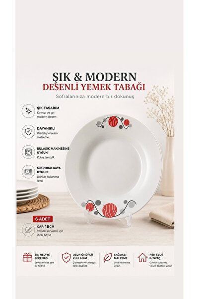 JENORE 6lı 15cm Yemek Tabağı