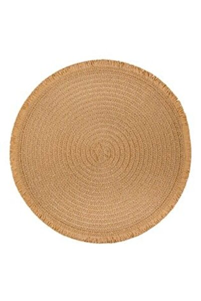 SHOPIENS Suport de farfurie rotund, bej, cu franjuri, de vară, 38 cm