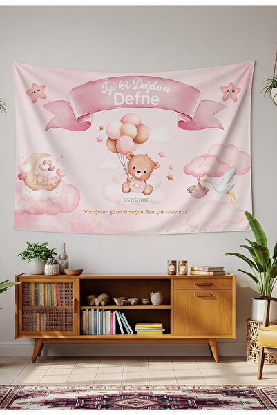GREENDECOR Kişiye Özel Doğum Günü Duvar Örtüsü İyi ki Doğdun Happy Birthday İ...