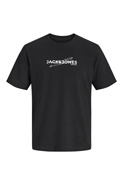 Jack & Jones Tricou băieți, guler rotund, imprimeu text, bleumarin închis, 14...