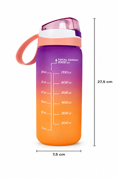 Welora 1 Liter Motivational Water Bottle with Time & Measurement Indicator Sports Water Bottle
