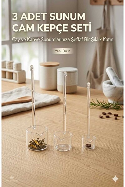 Funny Life 3 Lü Cam Kepçe Kepçe Seti - Cam Sunum Servis