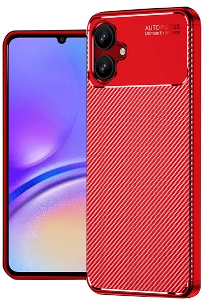 New Face Ilkeshop New Galaxy A06 Case Auto Focus Carbon Cover (213406) - Red