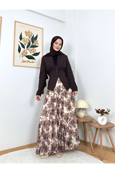 ARZU SEMA طقم تنورة ميا منقوشة بأربعة أزرار