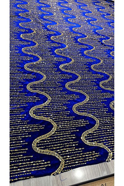 OsmanKumaşDantel Flexible Silky Velvet with Bead and Sequin Embroidery (140Cm...