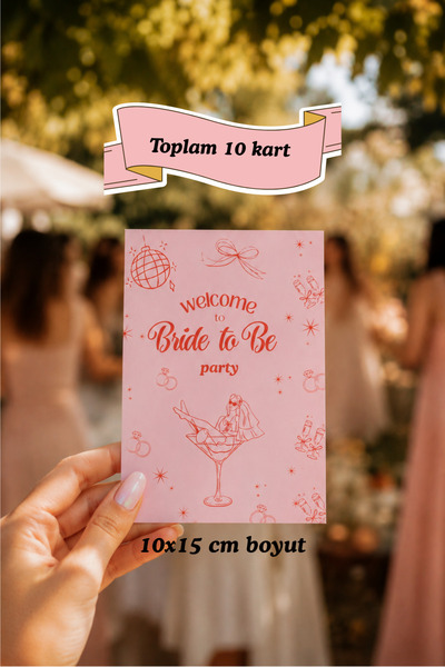 Funzee 10'lu Bekarlığa Veda Masa Kartı - Bride to be - Parti Masa Dekoru Süsü