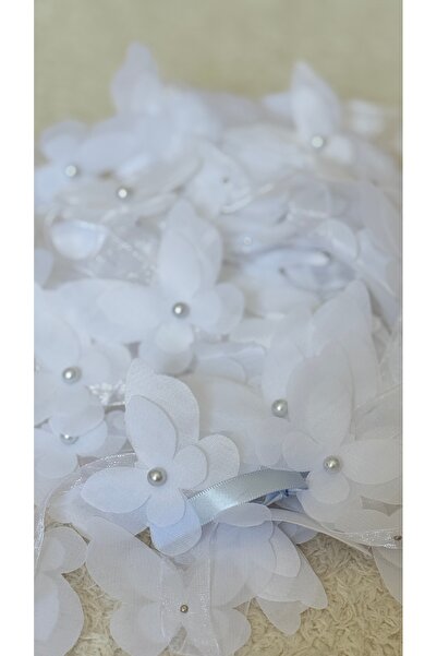 BRIDEIST WEDDING CO White Figure Detailed Pearl Embellished Ribbon Accessory ...