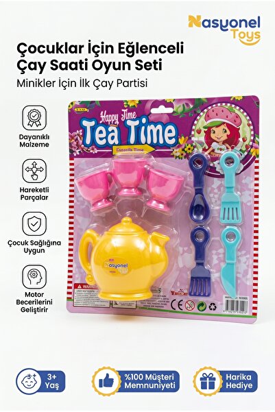 NASYONEL TOYS Çocuklar İçin Eğlenceli Çay Saati Oyun Seti - Sarı Çaydanlık ve...