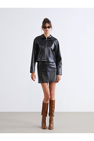 LC Waikiki Buy Zippered Leather-Look Mini Skirt