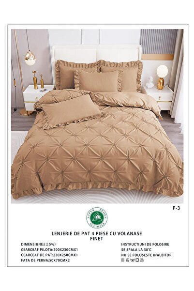 Super Design Pucioasa Finet 4-Piece Duvet Cover Set with Ruffles and Decorati...