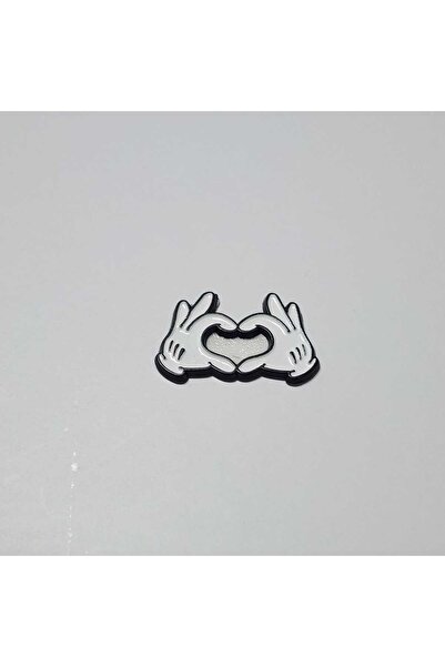 kipfy Mouse Heart Hands Shape Phone Metal Sticker, Black and White, Adhesive ...