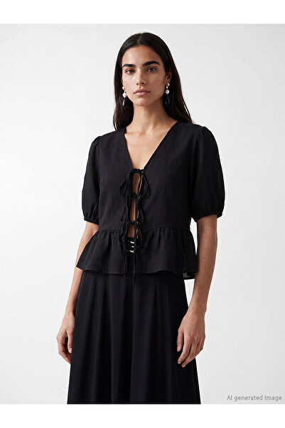 LC Waikiki Peak New Season V-Neck Balloon Sleeve Blouse