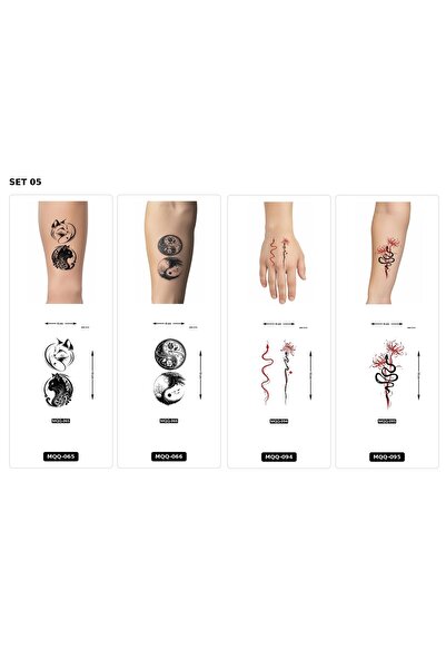 Airbrush Tattoo Yapıştırma Dövme 4 Adet Birden 1 Hafta Kalıcı Geçici Dövme Ha...