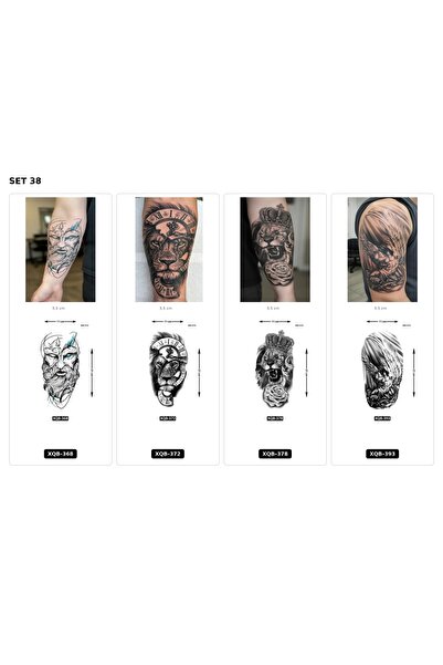 Airbrush Tattoo Yapıştırma Dövme 4 Adet Birden 1 Hafta Kalıcı Geçici Dövme Haftalık Set 67