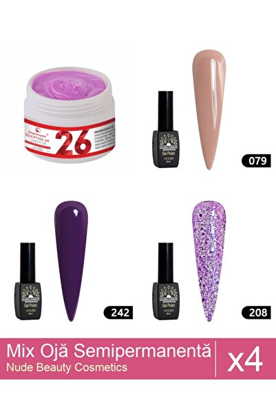 Makeup Set Mix 4 produse Nail Oja: Oja semipermanenta Black Elite, Global Fas...