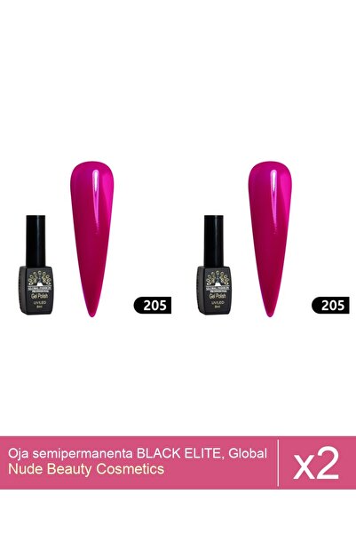 Makeup Set 2x Oja semipermanenta BLACK ELITE, Global Fashion 8 ml,205