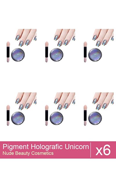 Makeup Set of 6x Unicorn Holographic Pigment