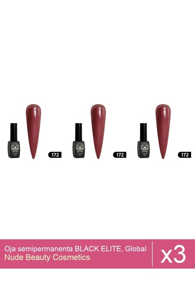 Makeup Set 3x Oja semipermanenta BLACK ELITE, Global Fashion 8 ml,172