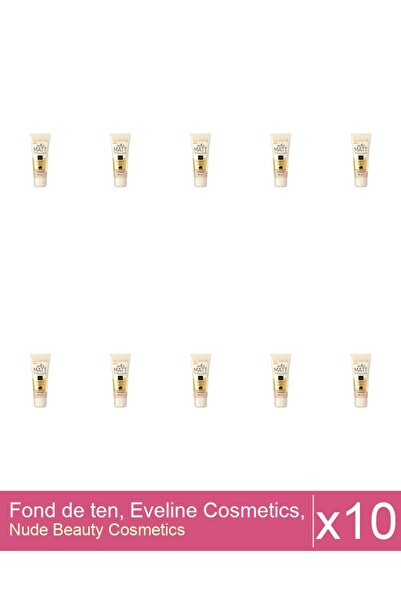 Makeup Set 10x Fond de ten, Eveline Cosmetics, Satin Matt, 102 Vanilla, 30 ml