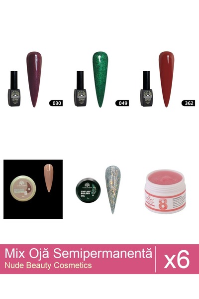 Makeup Set Mix 6 produse Nail Oja: Oja semipermanenta Black Elite, Global Fas...