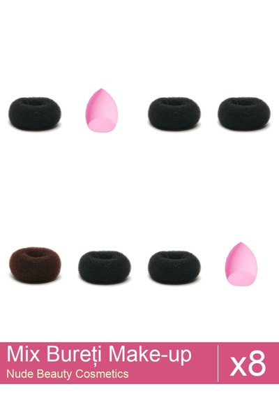 Makeup Set Mix 8 products Sponges: Brown sponge cone- 11 cm diameter, Black s...