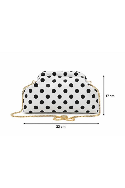 H&D COLLECTİON Geantă din material textil cu detalii alb-negru cu buline EN 3...