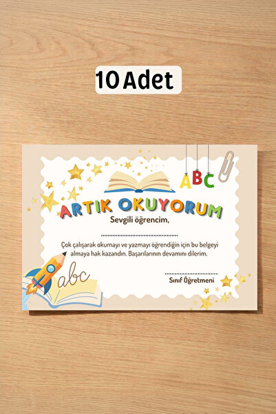 Metranya 10 Adet Artık Okuyorum Belgesi, Okuma Bayramı Belgesi Okumaya Geçtim...
