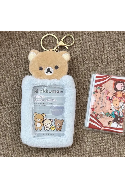 Choice Blue Kawaii Rilakkuma Plush Small Card Bag for Students Anime Cartoon ...