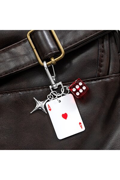 choice2 A2 1pc Poker Dice Star Keychain, Retro Cool Style, Suitable for Bag C...