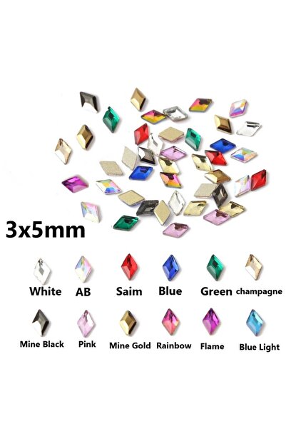 Choice9 3x5 Mixed 100pcs wholesale rhombus 3*5mm mini Flat Back Nail Rhinesto...