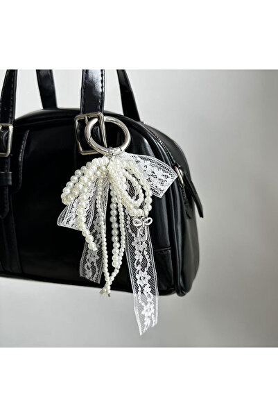 Choice White Sweet Handmade White Beaded Bowknot Lace Bag Charms Pendant Keyc...