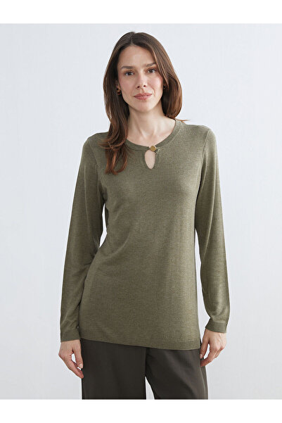 LC Waikiki Nevavm Women's Knitwear Sweater with Oval Collar