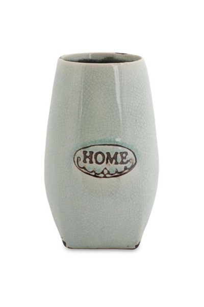 Goliat vază ceramică, 18 cm, stil vintage, culoare mentă, cu inscripția „Home”