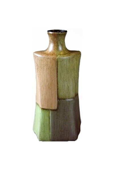 Goliat Ceramic vase, Goliat, Tropicana collection, green and orange, 23x11x8 cm