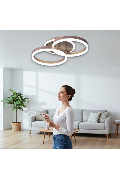 DELIGHT Lustra Led Cafeniu Dione 64w/3800lm 3000k/4000k/6500k cu Telecomanda ...