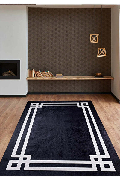 halinet Halı.Net Anthracite Modern Washable Non-Slip Living Room Carpet Haln-...