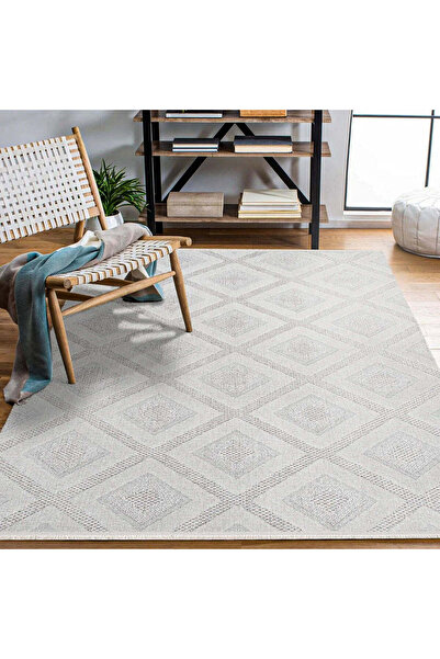halinet Halı.Net Cream Modern Washable Non-Slip Living Room Carpet Cr-Liza-18508