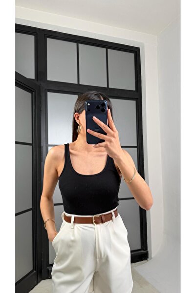 GAUS CO Black Basic Strappy Tank Top Gaus-01383