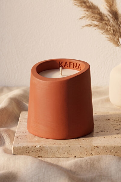 KAFNA Tarçın & Vanilya Kokulu | Dekoratif Beton Mum - %100 Soya Wax | Kiremit