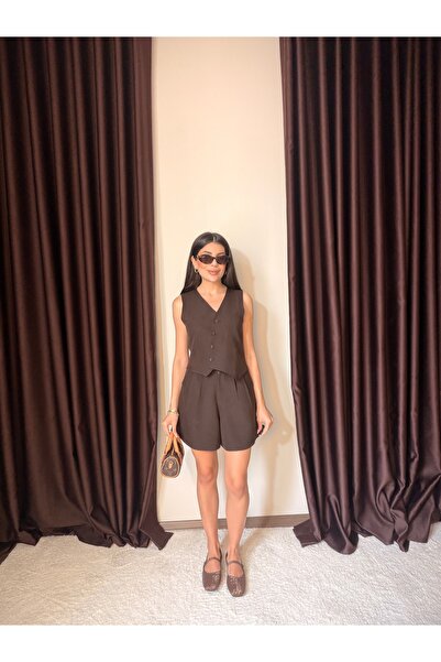 LOISY Women's V-Neck Premium Vest & Shorts Two-Piece Set