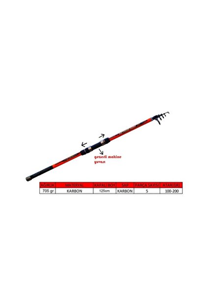 CAPTAIN 1696 Method 500cm Tele Surf Kamış 100-200gr Atar Standart