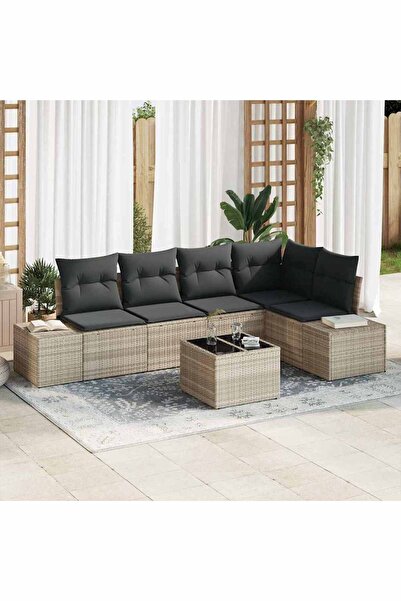 vidaxl Set de canapele pentru gradina 6 pcs Gri deschis poliratan
