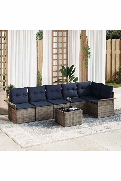 vidaxl Set de canapele pentru gradina 7 pcs Gri poliratan