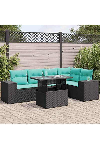 vidaxl Set mobilier de gradina cu perne, 6 piese,poliratan/lemn acacia