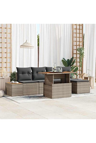 vidaxl Set de canapele pentru gradina 6 pcs Gri Rattan poli